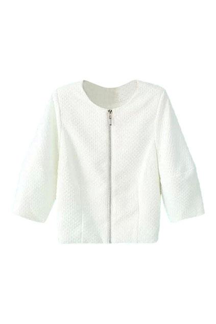 Romwe Cropped Sheer White Coat