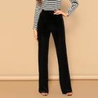 Romwe Zip Back Straight Leg Velvet Pants