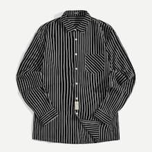 Romwe Guys Single Pocket Pinstripe Shirt
