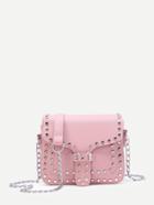 Romwe Studded Decorated Pu Bag With Chain Handle