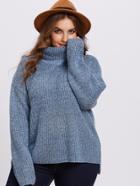 Romwe Rolled Neck Dip Hem Jumper