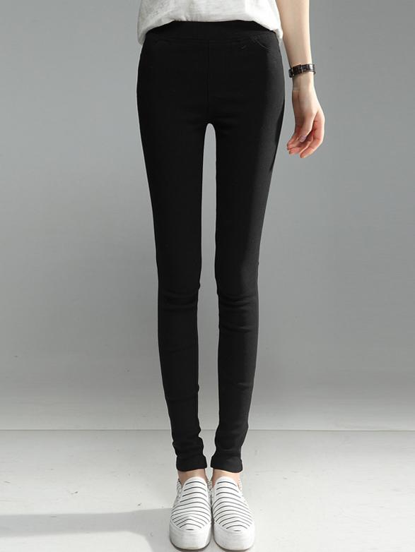 Romwe Black Elastic Slim Leg Leggings
