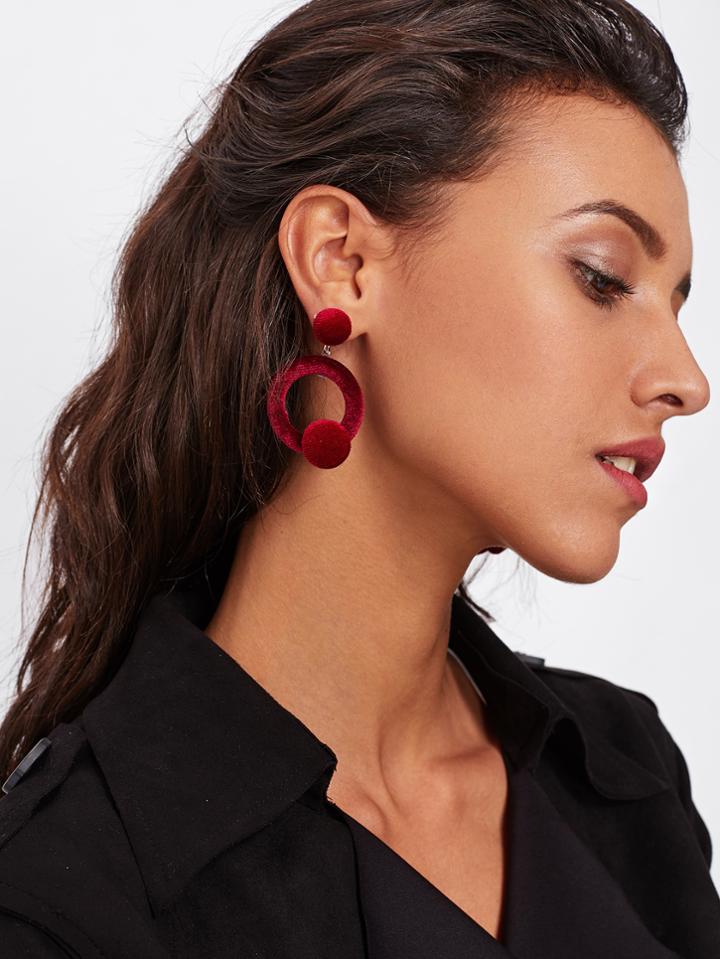 Romwe Round Design Drop Earrings