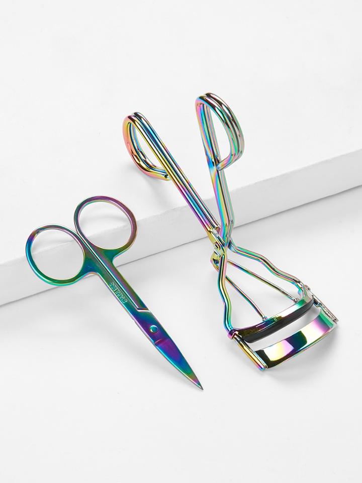 Romwe Iridescent Eyelash Curler & Scissors