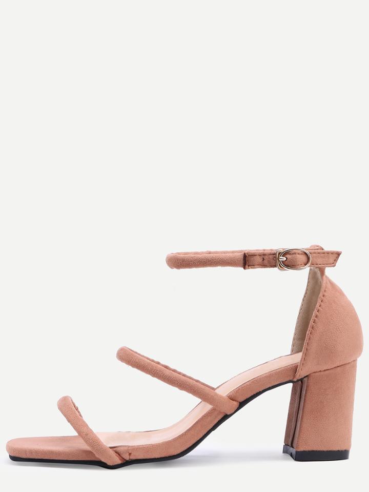 Romwe Square Peep Toe Strappy Chunky Sandals