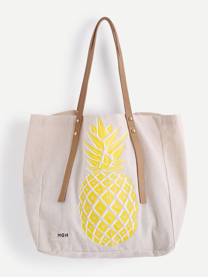Romwe Pineapple Print Tote Bag