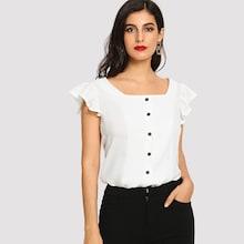Romwe Button Detail Shell Top