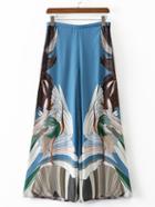 Romwe Multicolor Swan Printed Zipper Wide Leg Pants