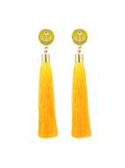 Romwe Yellow Anchor Decoration With Long Tassel Drop Statement Earrings