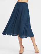 Romwe Elastic Waist Crinkle Flowy Skirt