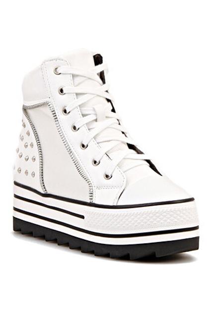 Romwe White Zippered & Rivet Plimsolls