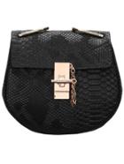 Romwe Black Metallic Embellished Snakeskin Print Chain Bag