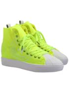 Romwe Neon Green Thick-soled Letters Print Flats
