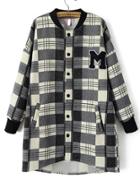 Romwe Street Black And White Plaid Jacket