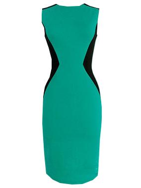 Romwe Sleeveless Zipper Pencil Green Dress