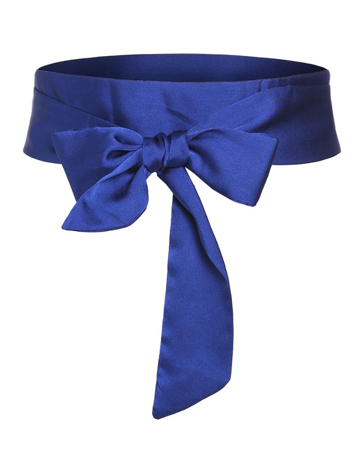 Romwe Blue Knotted Front Satin Belt