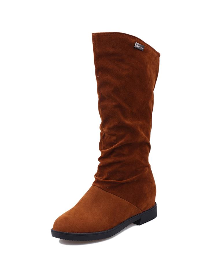 Romwe Round Toe Flat Boots