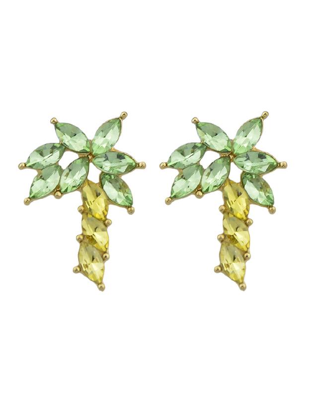Romwe Full Of Rhinestone Coconut Tree Earrings