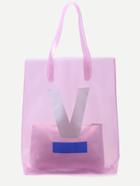Romwe Pink Print Clear Tote Bag With Makeup Bag
