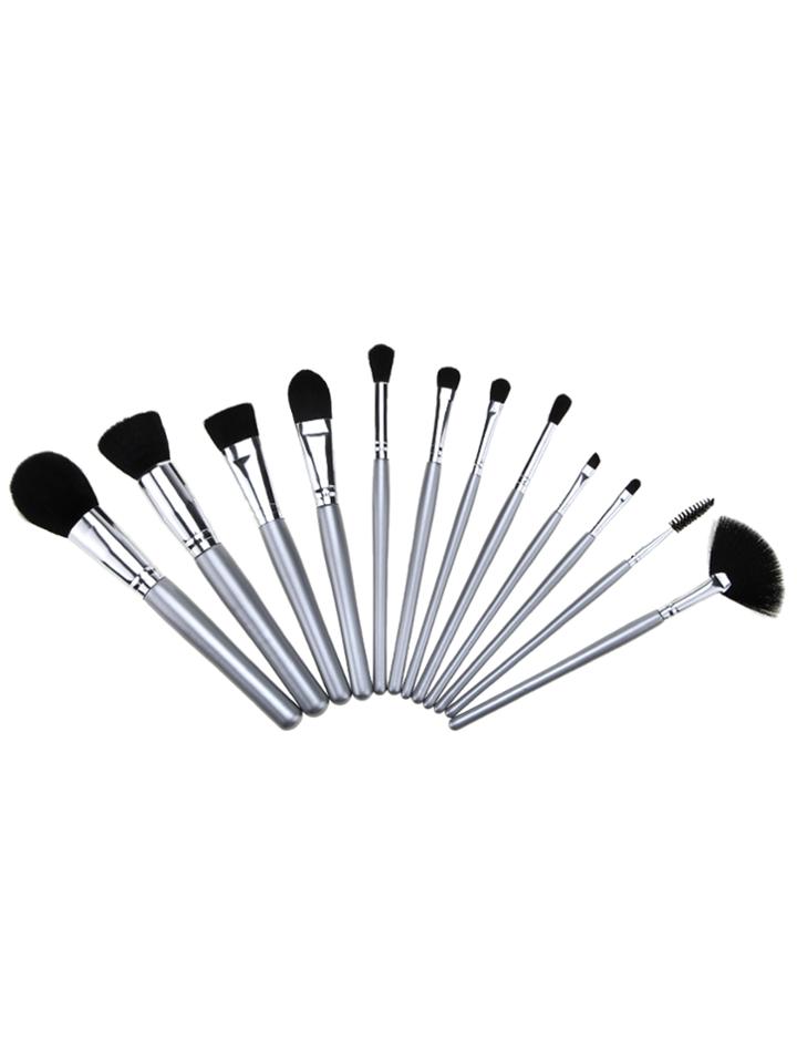 Romwe 12pcs Grey Professional Makeup Brush Set