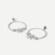 Romwe Star Decorated Hoop Drop Earrings