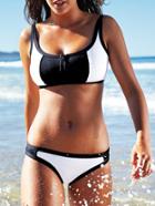 Romwe Color-block Zipper Swimwear Set