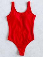 Romwe Red Square Neck One-piece Swimwear