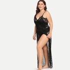 Romwe Plus Spaghetti Straps Wrap Cover Up