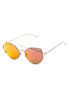 Romwe Orange Mirrored Lenses Brow Bar Cat Eye Sunglasses