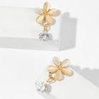 Romwe Rhinestone Detail Flower Drop Earrings