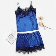 Romwe Plus Lace Trim Cami Top & Shorts
