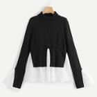 Romwe Two Tone Rolled Neck Jumper