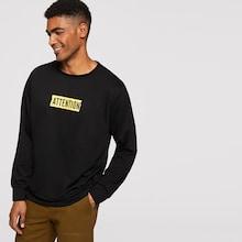 Romwe Men Letter Print Round Neck Pullover