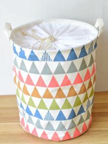 Romwe Triangle Print Patchwork Organizer Bucket