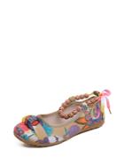 Romwe Beaded Strap Ring Detail Linen Flats