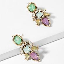 Romwe Color Block Gemstone Drop Earrings