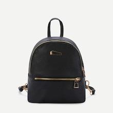 Romwe Metal Detail Random Zipper Direction Pu Backpack