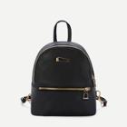 Romwe Metal Detail Random Zipper Direction Pu Backpack