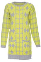 Romwe Geometric Print Yellow Cardigan