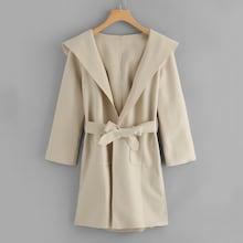 Romwe Self Tie Waist Waterfall Coat