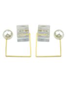 Romwe White Stone Pearl Stud Earrings