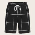 Romwe Guys Drawstring Waist Grid Shorts