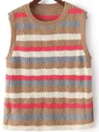 Romwe Color-block Striped Knit Tank Top