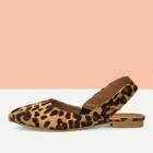 Romwe Leopard Print Slingback Flats