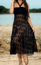 Romwe Crochet Hollow Black Dress