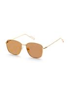 Romwe Gold Metal Frame Flat Lens Sunglasses