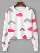 Romwe Rainbow Print Random Sweatshirt