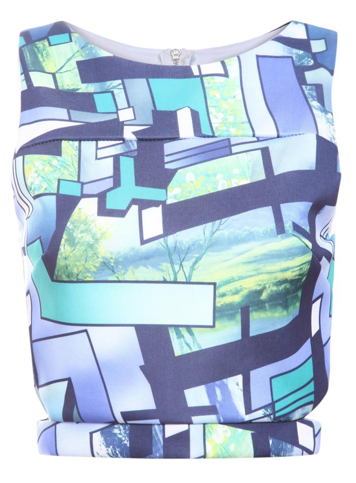 Romwe Cut Out Geometric Print Tank Top
