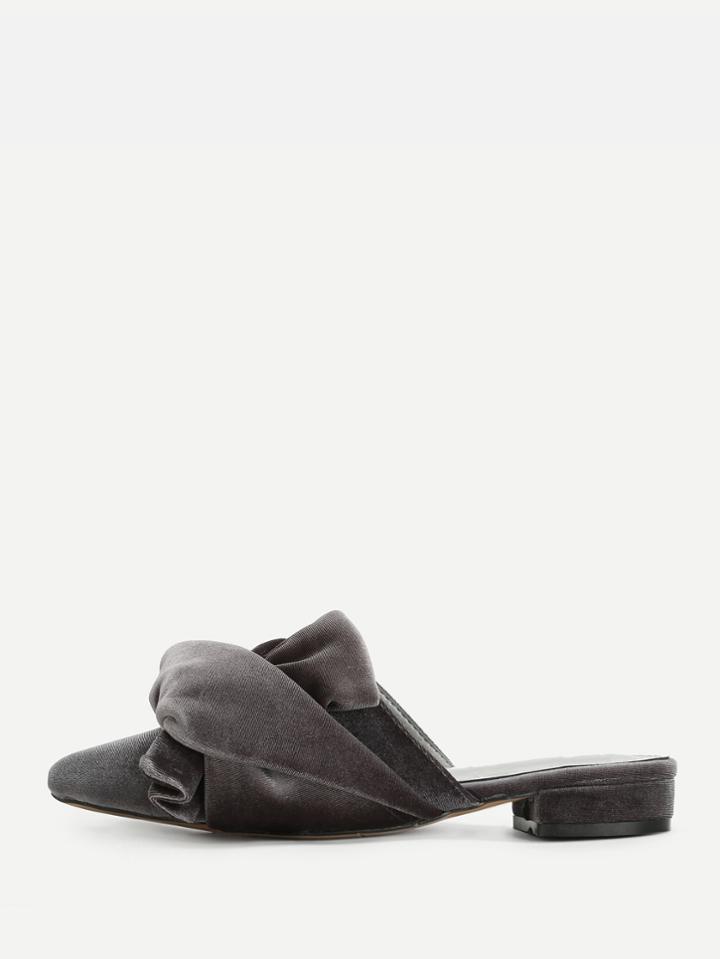 Romwe Knot Design Pointed Velvet Flats