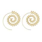 Romwe Leaf Detail Spiral Design Hoop Earrings
